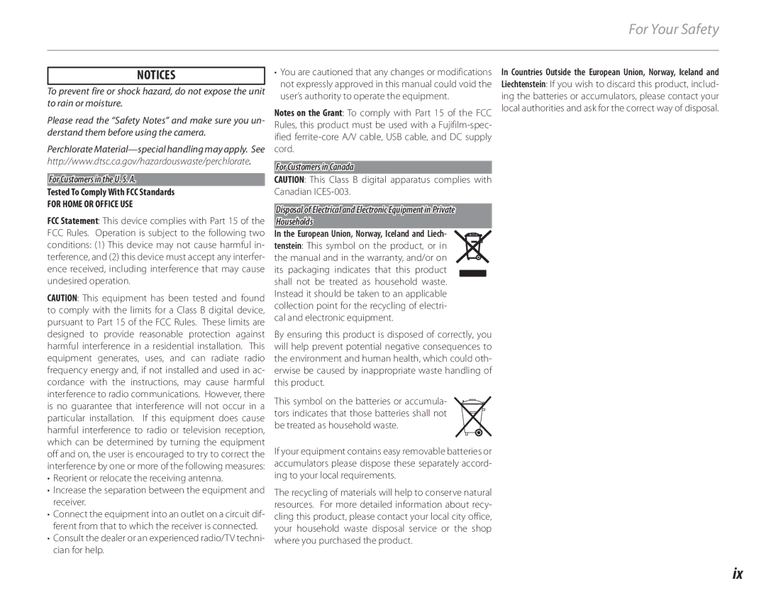 FujiFilm 16286187-4-KIT owner manual For Customers in the U. S. A 